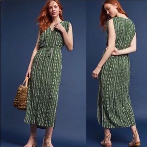 Anthropologie Green Slit Vanya dress